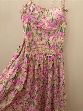 Pink Floral Sundress with Sweetheart Bodice